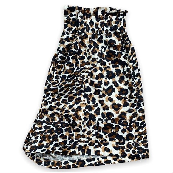 EXPRESS X Rocky Barnes High-waist Leopard Print Paper Bag Shorts - Picture 6 of 15